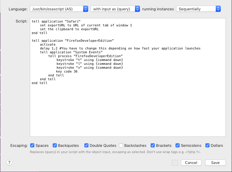 Workflow panel properties